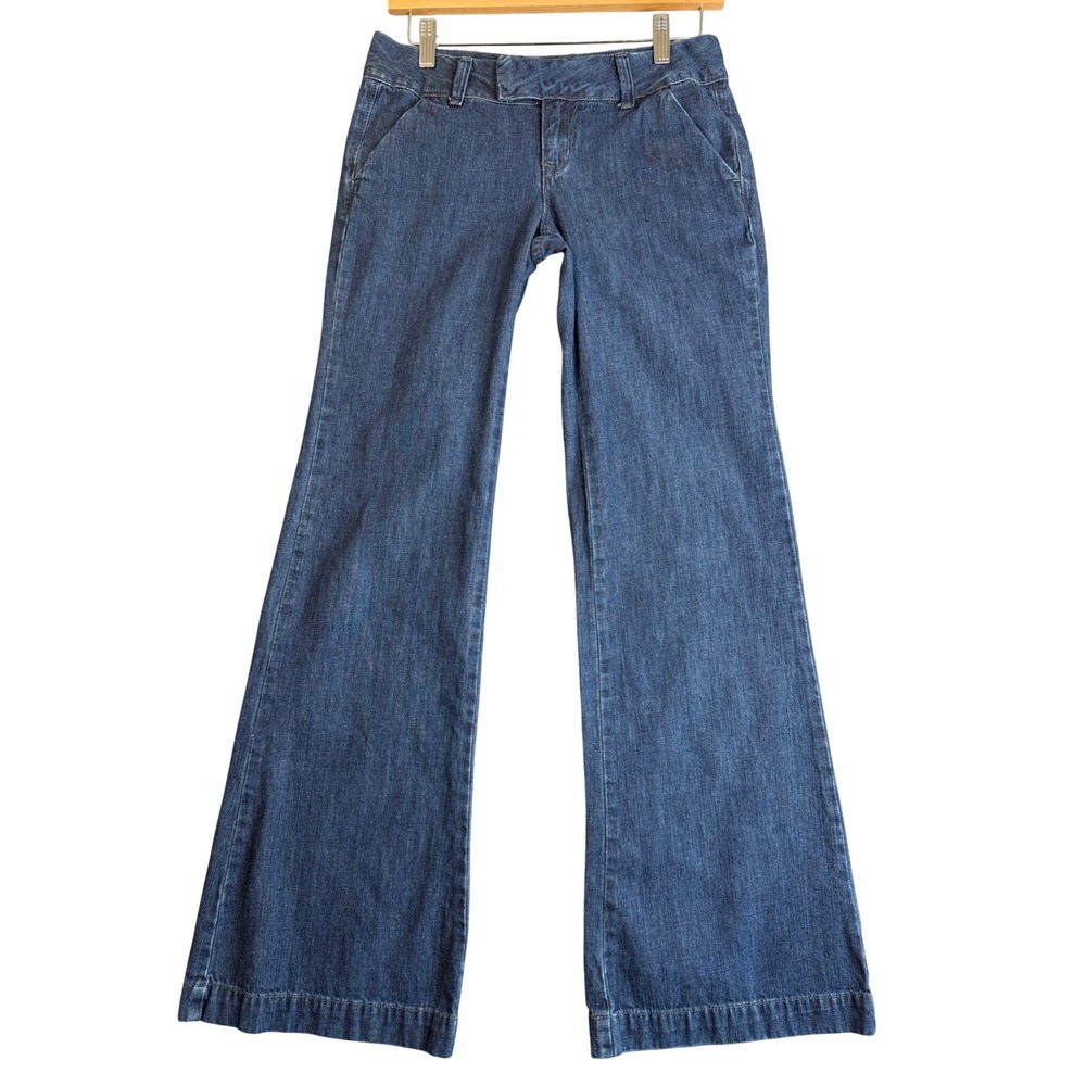 Y2K Old Navy Low Rise Boot Cut Wide Leg Trouser Jeans Womens 2 Dark Wash 2010